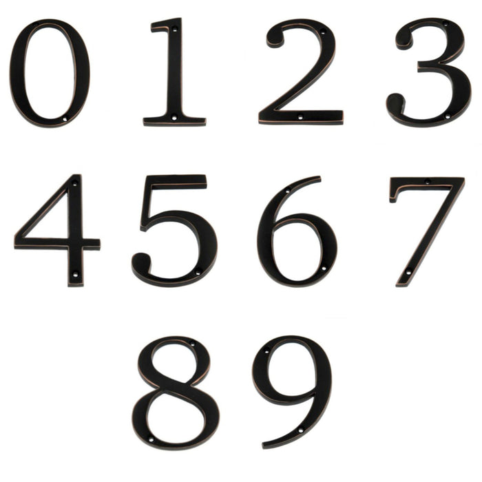 Números de dirección de casa empotrados de metal envejecido, grandes y atrevidos, de 5 pulgadas, fuente fácil de leer en negrita