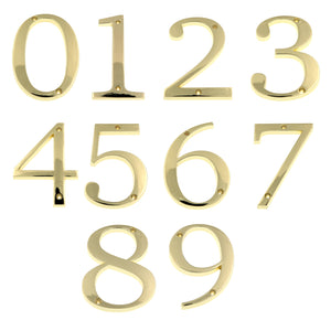 Polished Brass Metal 4 inch Flush House Address Numbers, Bold Readable Font