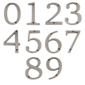 Satin Nickel Metal 5 inch Flush House Address Numbers, Bold Easy-to-read Font