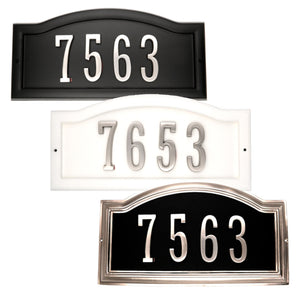 Warwick Custom Arch House Number Plaques with Satin Nickel Address Numbers