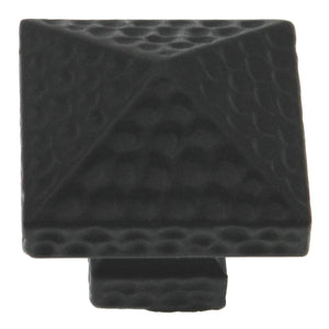10 Pack Warwick Black Iron 1 1/8" Hammered Square Cabinet Knob Pull DH1006BL