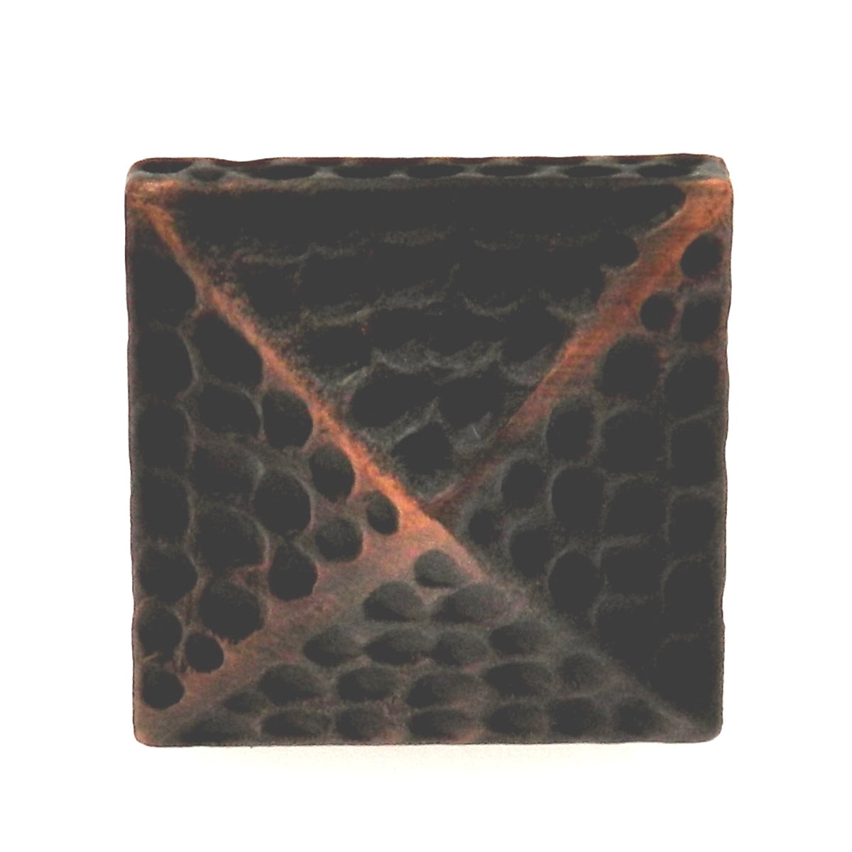 Warwick Rustic Bronze 1 1/8" Solid Hammered Square Cabinet Knob Pull DH1006BZ