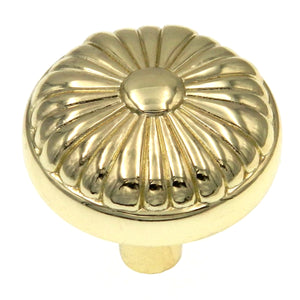 10 Pack Warwick Traditional Polished Brass 1 1/4" Flower Cabinet Knob DH1013PB