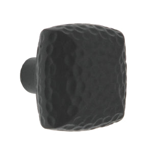 10 Pack Warwick Rustic Black Iron 1 1/8" Hammered Square Cabinet Knob DH1019BL