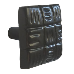 Warwick Rustic Wrought Iron Black 1 1/4" Etched Square Cabinet Knob DH1116WIB