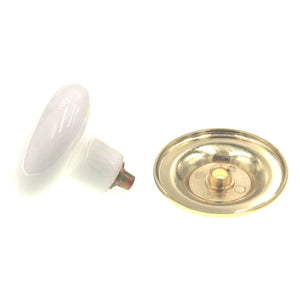 Amerock White Round Cabinet Knob With 1 9/16" Polished Brass Backplate E520430B