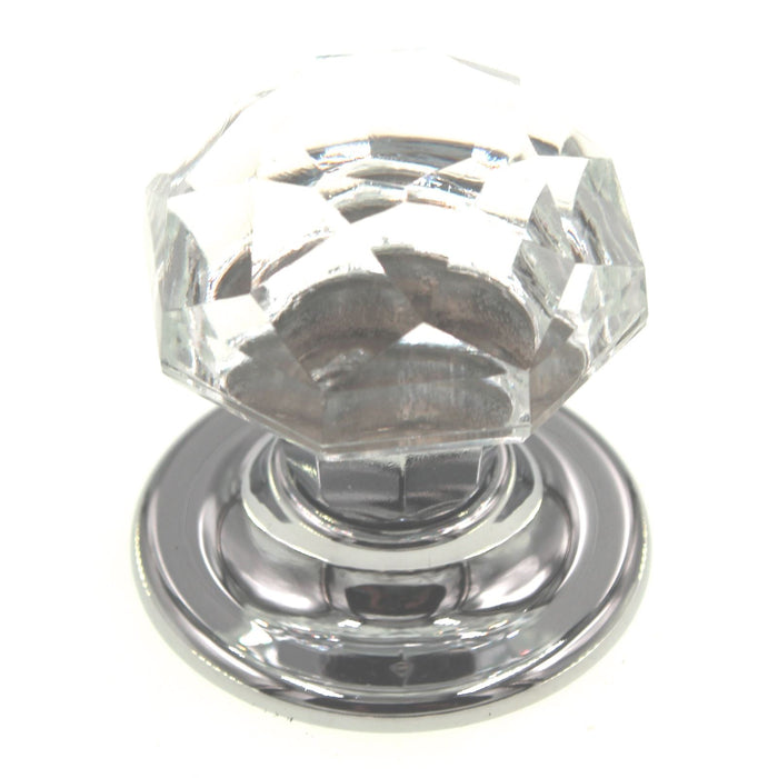 Amerock E52472CS2 - Pomo de puerta plegable de cristal transparente, 2.0 in, placa trasera cromada