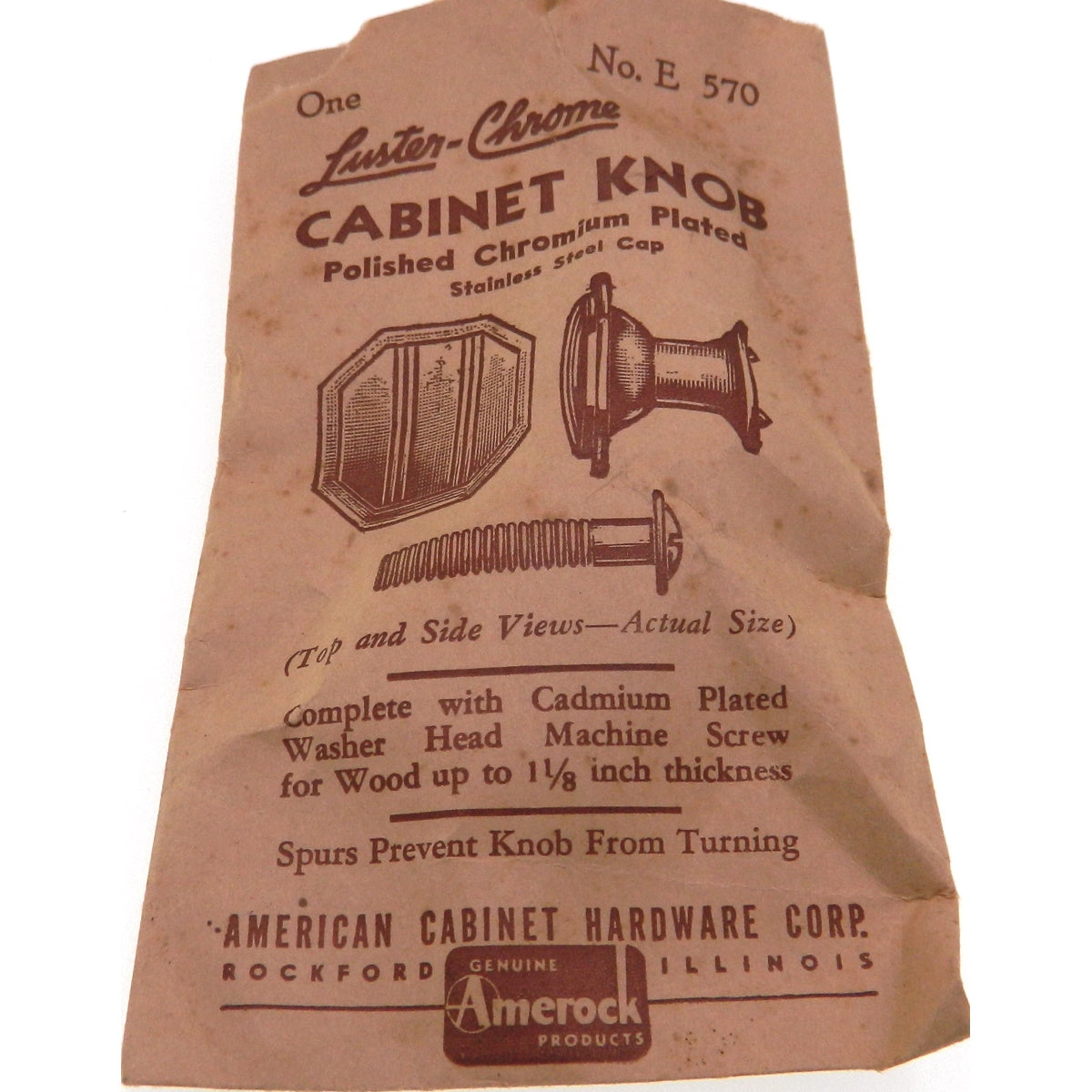 Vintage Amerock Luster-Chrome Polished Chromium 1 1/16" Octagon Knob E570