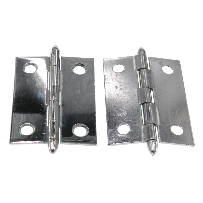 Pair of Amerock Vintage Butt Hinges Polished Chromium 2" Joint 4 Holes E7515