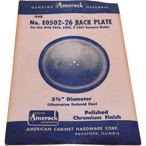 Vintage Amerock Concave Polished Chromium 3 3/8" Cabinet Knob Backplate EO502-26