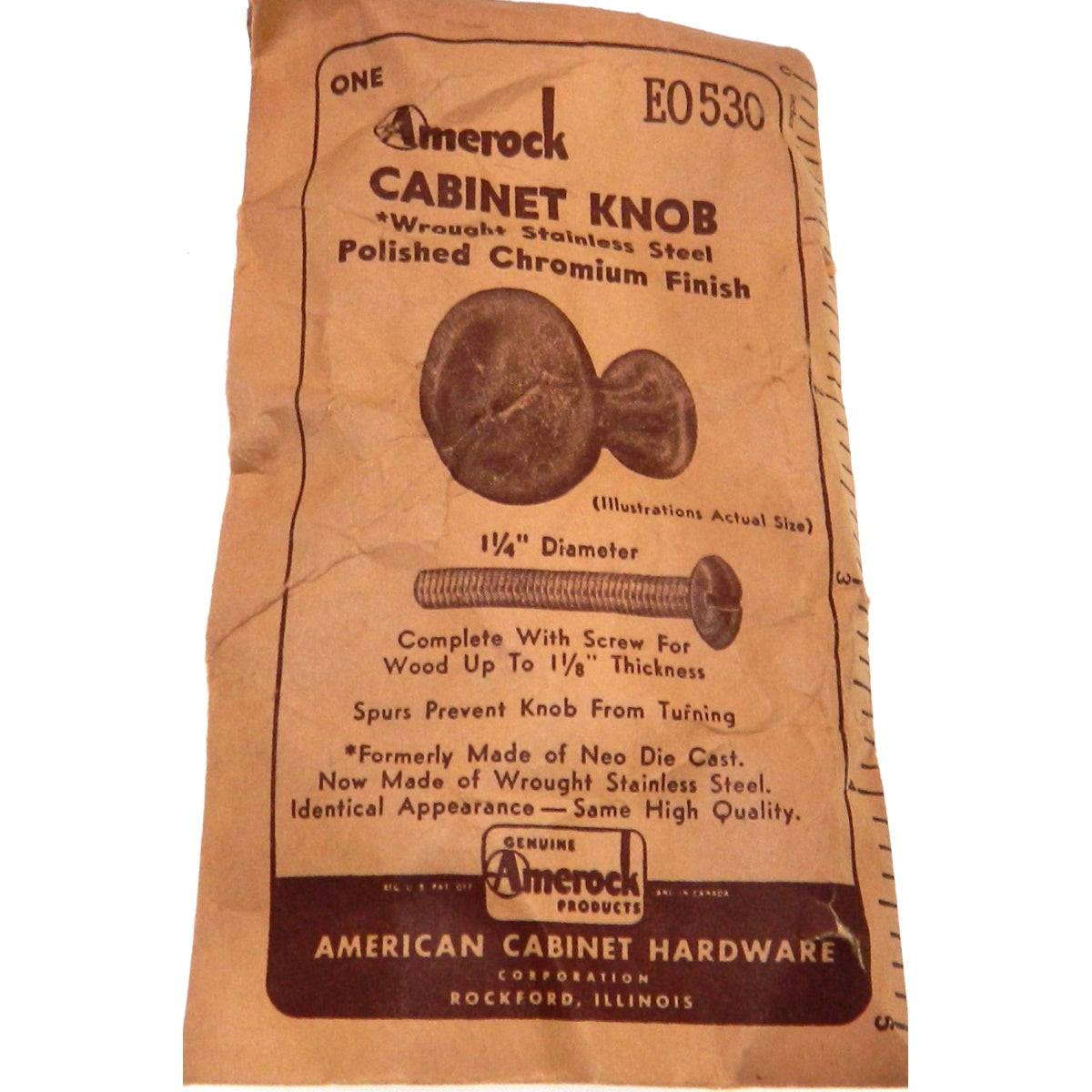 Vintage Amerock Stratoline Polished Chromium 1 1/4" Round Cabinet Knob EO530