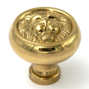10 Pack Belwith Keeler Richelieu 1 1/4" Polished Brass Round Lion Face Solid Brass Cabinet Knob F2