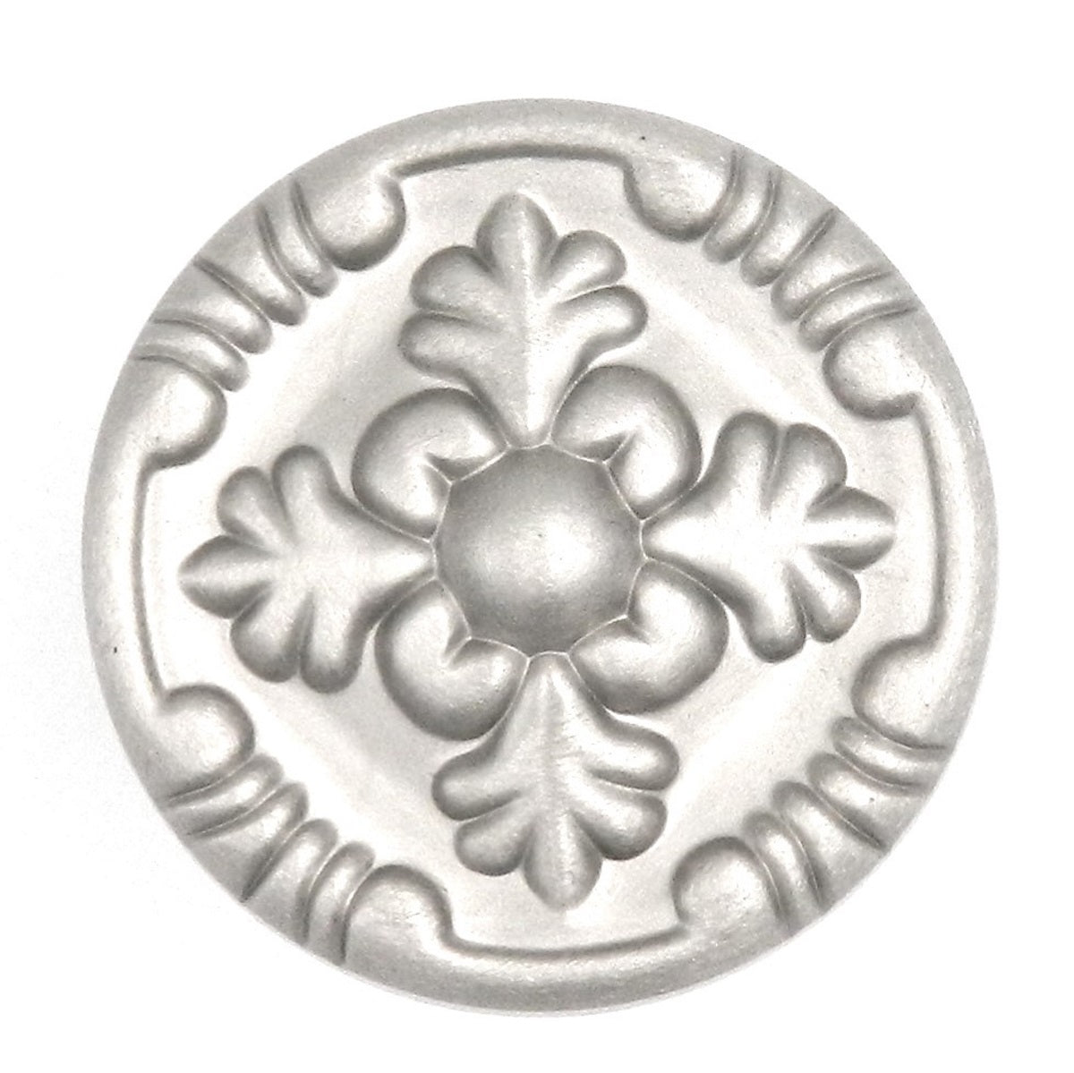 Paquete de 10 perillas de gabinete de latón macizo adornadas redondas de níquel satinado Belwith Keeler Richelieu F406 de 1 1/4"
