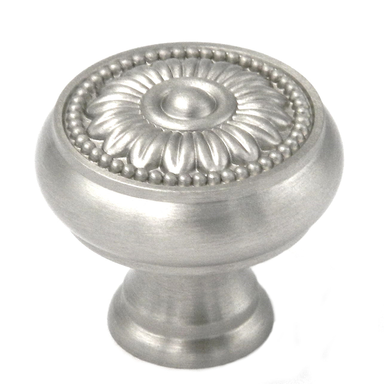 Paquete de 20 pomos redondos de latón macizo adornados de níquel satinado Belwith Keeler Savannah F432 de 1 1/4"