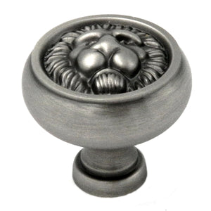 10 Pack Belwith Keeler Richelieu 1 1/4" Antique Pewter Round Lion Face Solid Brass Cabinet Knob F502
