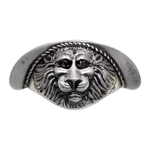 Period Brass Solid Brass Drawer Cup Pull 3" Ctr Lion Head Antique Silver F513