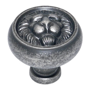 Keeler Richelieu Old English Pewter 1 1/4" Lion Head Cabinet Solid Brass Knob F602
