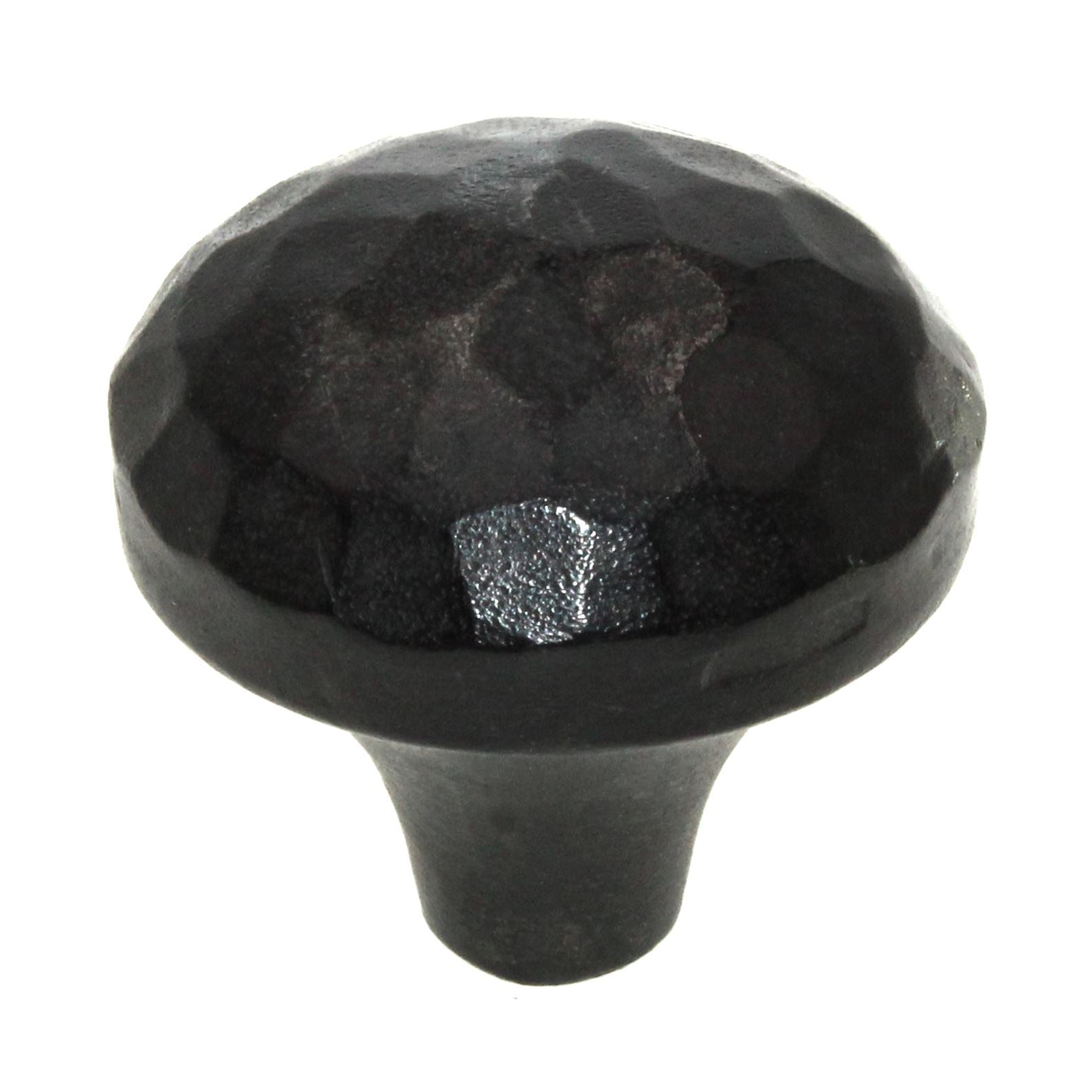 Acorn Mfg Forged Iron Iron Art 1 1/4" Hammered Cabinet Knob Matte Black IKBBP