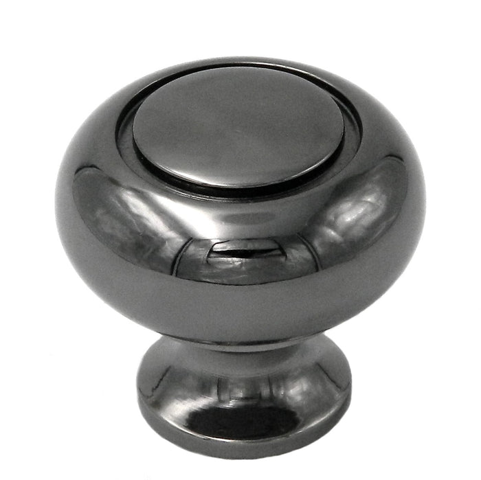 Belwith Keeler Power and Beauty 1 1/4" Black Nickel Round Ringed Solid Brass Cabinet Knob K19-BLN