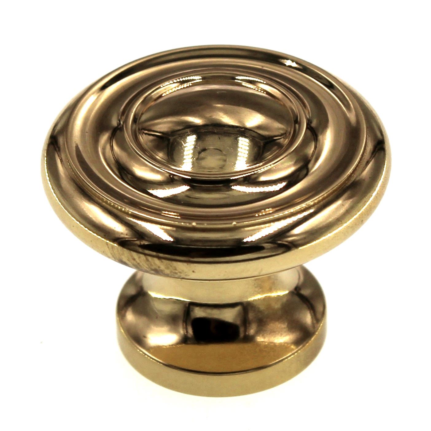 FKI Hardware Period Brass 1 1/4" Ringed Cabinet Knob Polished Solid Brass K21