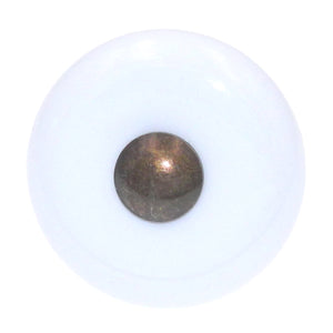 Keeler Solid Brass Antique Brass and White Porcelain 1 1/2" Round Cabinet Knob L40