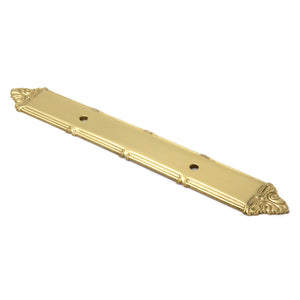 Polished Brass Belwith Ribbon & Reed Solid Brass Cabinet Handle Backplate M10