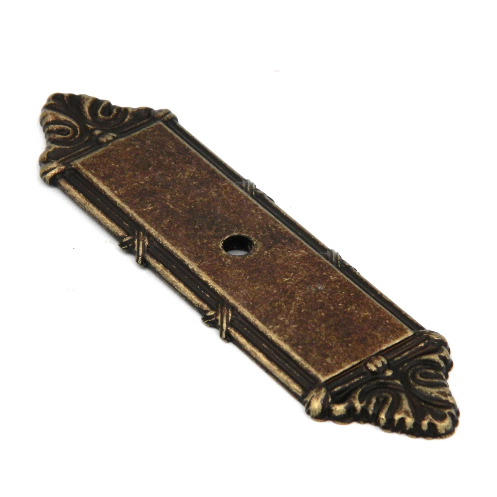 Belwith Hickory Keeler Placa posterior de perilla rectangular de latón macizo envejecido M1004