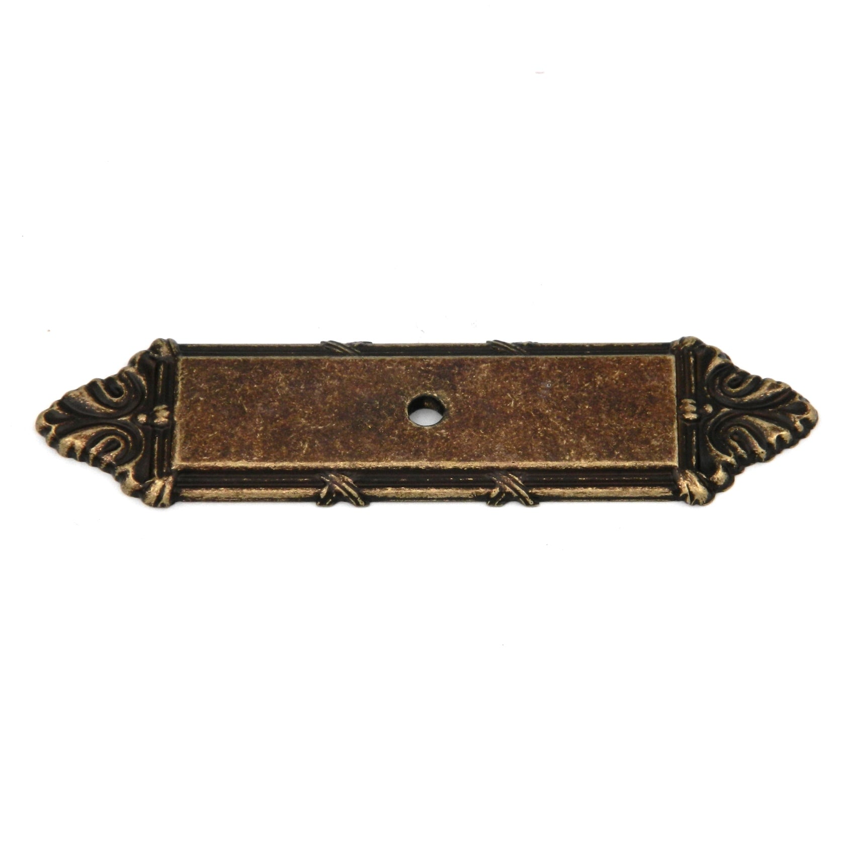 Belwith Hickory Keeler Placa posterior de perilla rectangular de latón macizo envejecido M1004