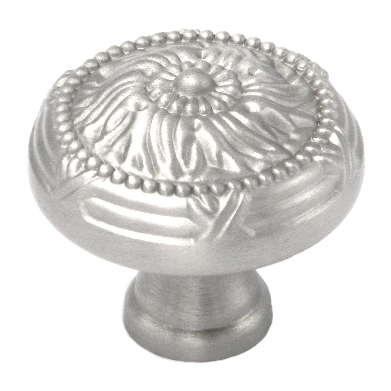 10 Pack Belwith Keeler Ribbon & Reed 1 1/4" Satin Nickel Round Ornate Solid Brass Cabinet Knob M402