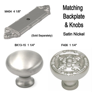 Hickory Hardware Ribbon & Reed Satin Nickel Solid Brass Knob Backplate M404
