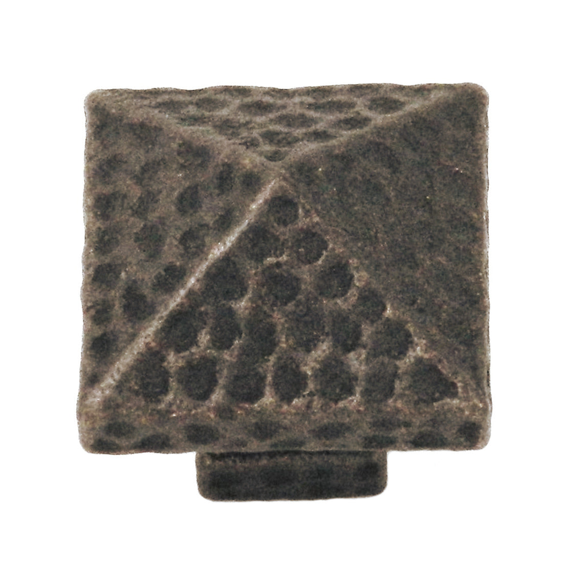 10 Pack Belwith Keeler Kingston 1 1/4" Antique Satin Bronze Square Hammered Pyramid Solid Brass Cabinet Knob M82