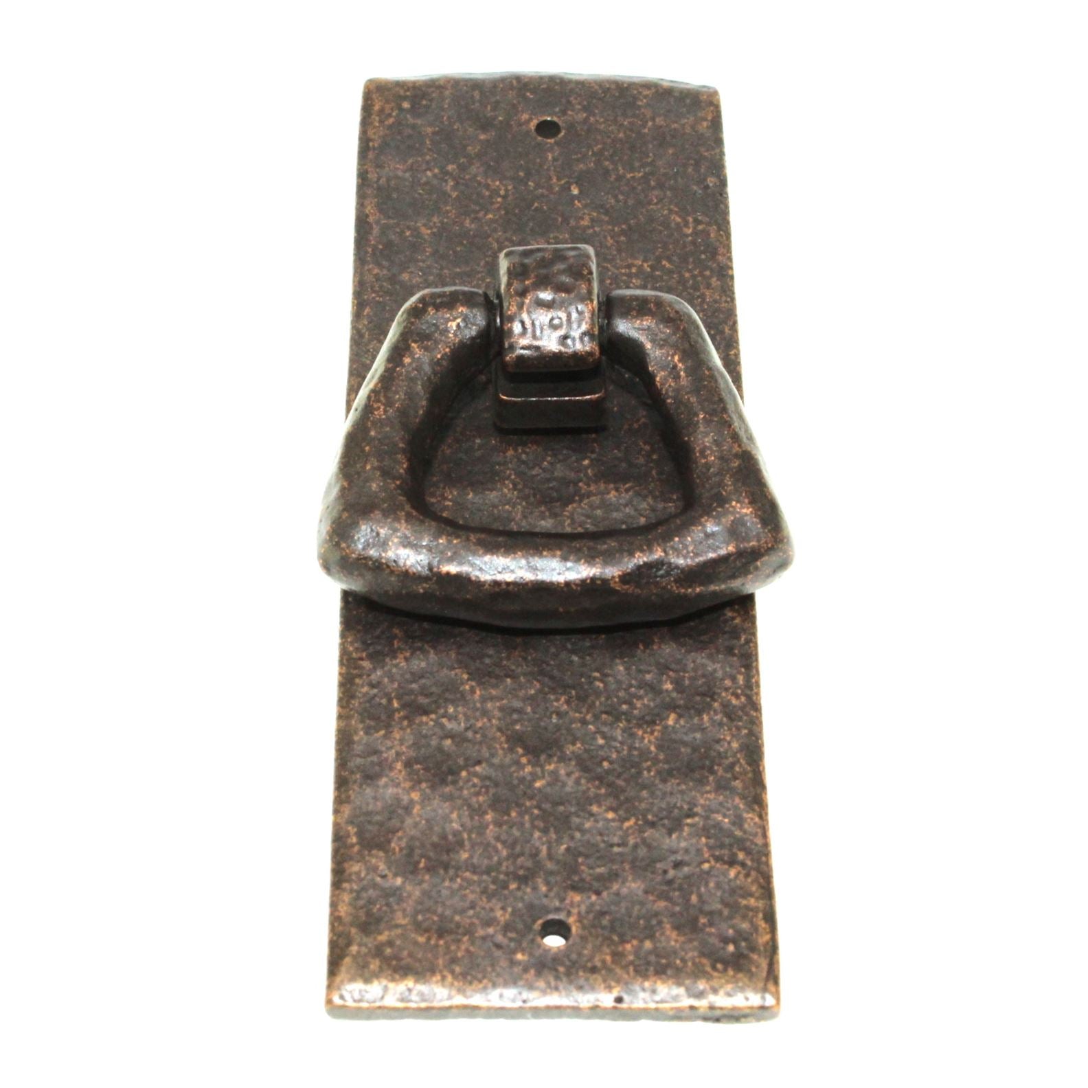 Keeler Kingston Antique Satin Bronze 3 3/4" Rustic Ring Pull With Backplate M86