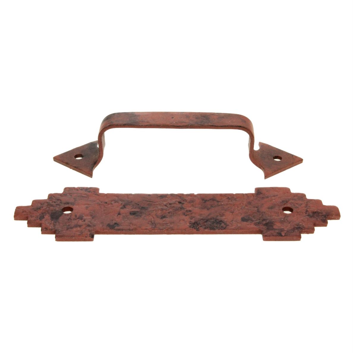 Acorn Mfg Forged Iron Cabinet Pull With Backplate 3 3/4" (96mm) Ctr. Rust MPANP