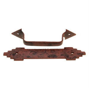 Acorn Mfg Forged Iron Cabinet Pull With Backplate 3 3/4" (96mm) Ctr. Rust MPANP