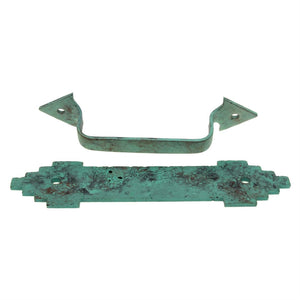 Acorn Mfg Forged Iron Cabinet Pull With Backplate 3 3/4" (96mm) Ctr. Green MPAVP