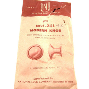 Vintage National Lock Aristocrat Chrome With Black Lines 1" Cabinet Knob N61-241
