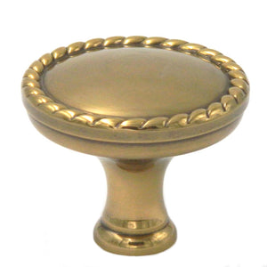 Belwith Keeler Annapolis 1 1/2" Sherwood Antique Brass Round Rope Edge Solid Brass Cabinet Knob P103