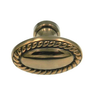 Belwith Keeler Annapolis 1 3/8" Sherwood Antique Brass Oval Rope Solid Brass Cabinet Knob P104