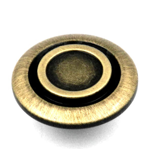 10 Pack Hickory Hardware Cavalier Antique Brass Disc 1 3/8" Cabinet Knob P121-AB