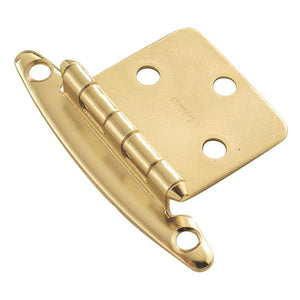 Pair Polished Brass P139-3 Hickory Non-Self-Closing Flush Mount Cabinet Hinges