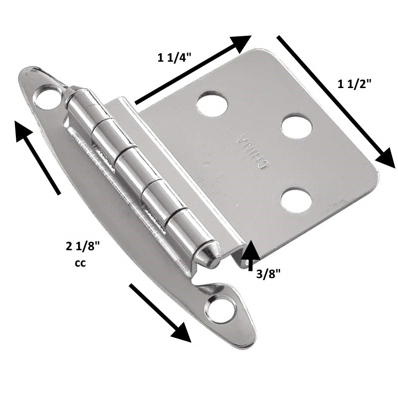 Pair Hickory Hardware Polished Chrome 3/8" Inset Hinges Non Self-Closing P140-26