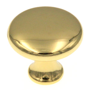 2 Pack Hickory P14255-3 Polished Brass 1 1/8" Round Cabinet Knob Pull Conquest