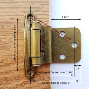 12 Pack P143-AB-6 Hickory Antique Brass 3/8" Inset Self-Closing Cabinet Hinges