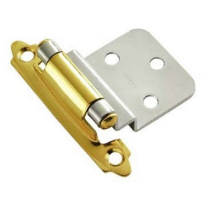 Pair of Hickory Hardware P143-PBCH Chrome & Polished Brass 3/8" Inset Hinges