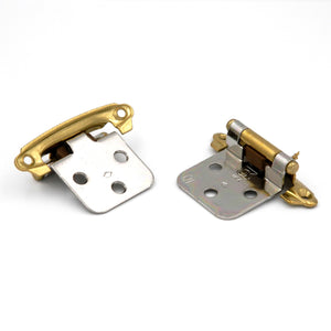 Pair Polished Brass And Chrome Variable Overlay Flush Cabinet Hinges Belwith P144-PBCH