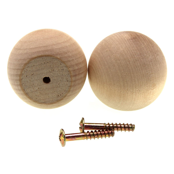 Belwith 2 Pack Natural Woodcraft 2" Round Ball Knob Unfinished Wood P182-UW