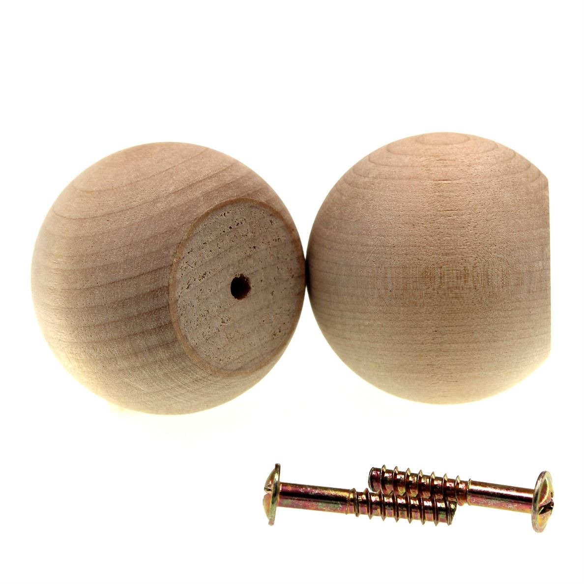 Pair of P182-UW Natural Wood 2" Mushroom Cabinet Knob Pulls Belwith Hickory