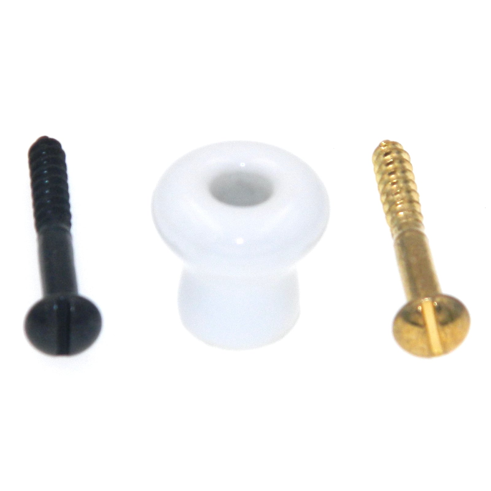 10 Pack Hickory Hardware English Cosy 11/16" White with Polished Brass Screw Stem Cabinet Knob P2-W