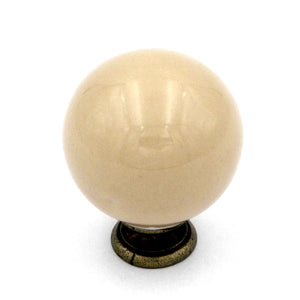Belwith Hickory P21-AD Almond 1 1/4" Round Cabinet Knob Pull with Brass Base