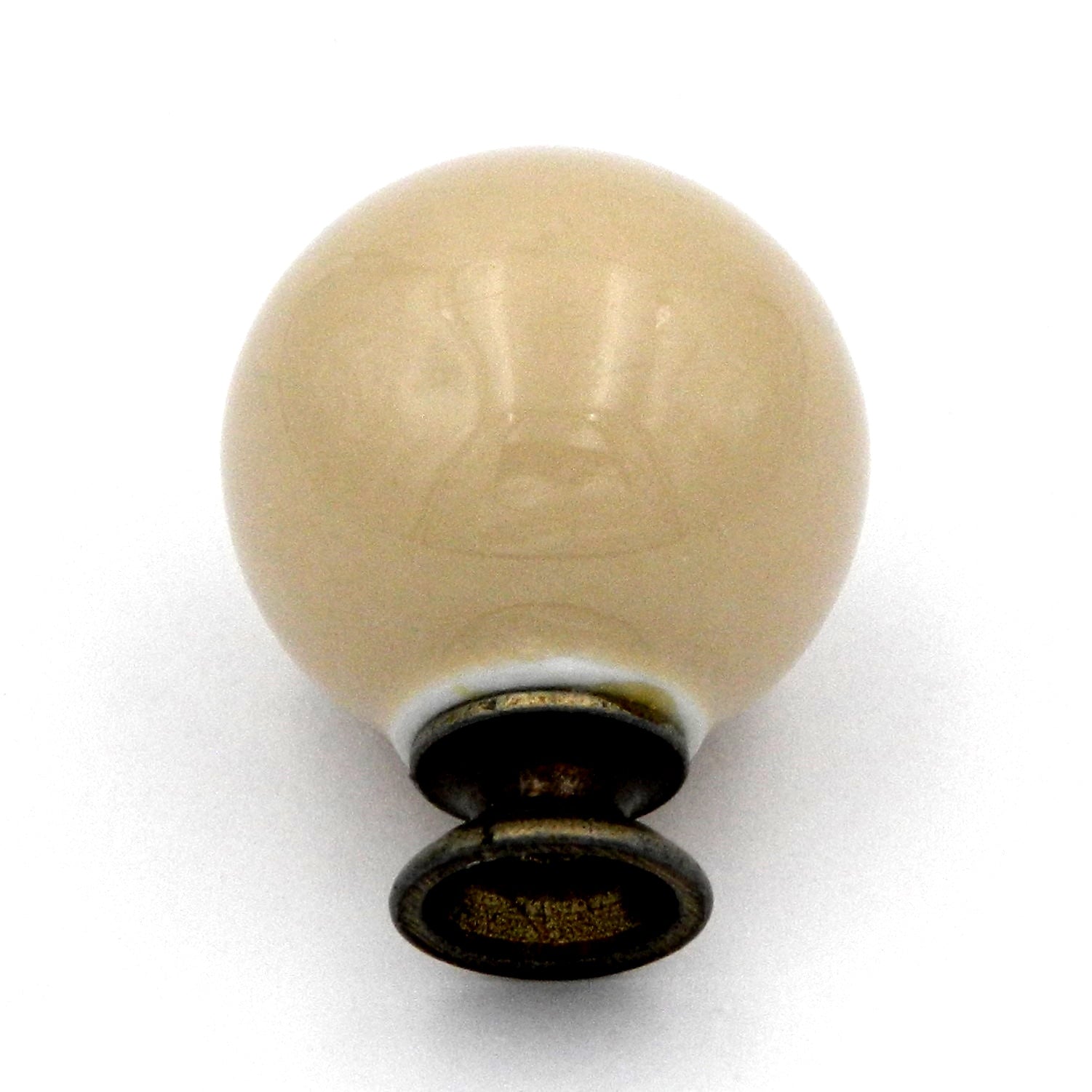 Belwith Hickory P21-AD Almond 1 1/4" Round Cabinet Knob Pull with Brass Base